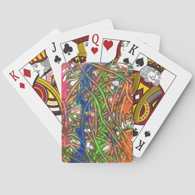 Pink, Blue, Green, Orange, Marble Artwork Playing Cards (Back)