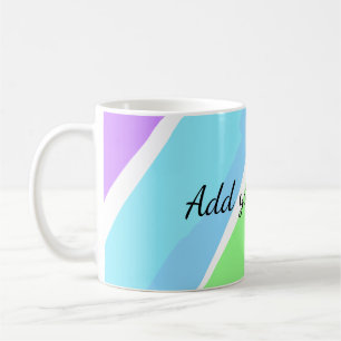 Pink blue green stripes add name text message here coffee mug