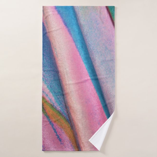 Pink blue green textile bath towel (Bath Towel)