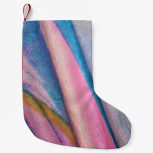 Pink blue green textile small christmas stocking