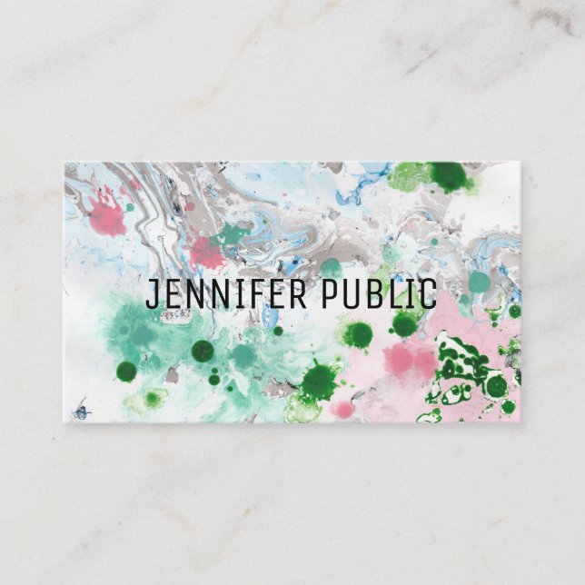Pink Blue Green Trendy Abstract Elegant Template Business Card (Front)