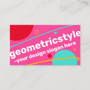 Pink Blue Green Yellow Modern Simple Geometric Business Card