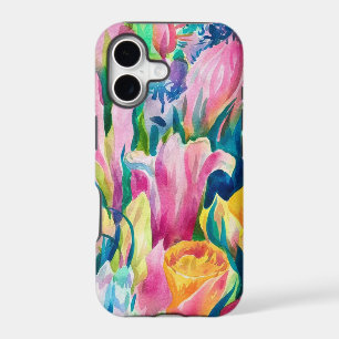 Pink Blue Green Yellow Orange Flower Art Pattern