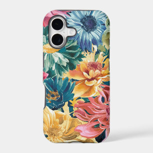 Pink Blue Green Yellow Orange Flower Art Pattern
