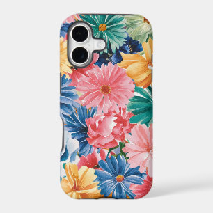 Pink Blue Green Yellow Orange Flower Art Pattern