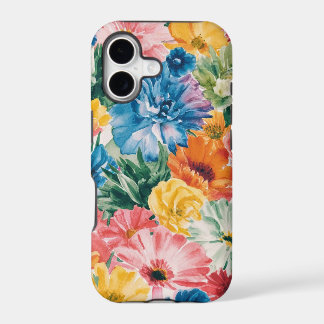 Pink Blue Green Yellow Orange Flower Art Pattern
