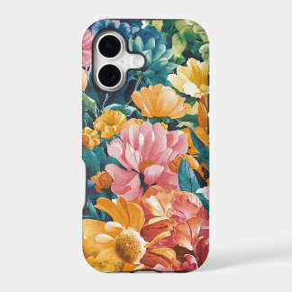 Pink Blue Green Yellow Orange Flower Art Pattern
