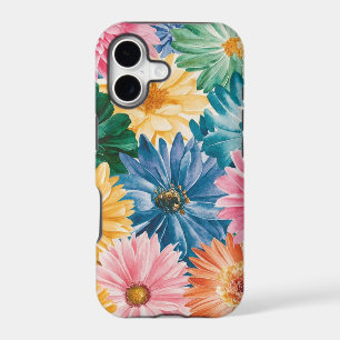 Pink Blue Green Yellow Orange Flower Art Pattern