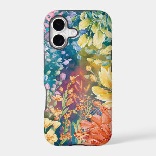 Pink Blue Green Yellow Orange Flower Art Pattern