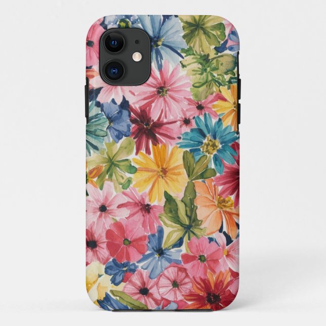 Pink Blue Green Yellow Orange Flower Art Pattern Case-Mate iPhone Case (Back)