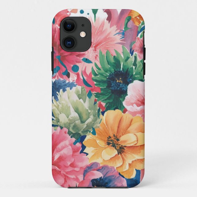 Pink Blue Green Yellow Orange Flower Art Pattern Case-Mate iPhone Case (Back)
