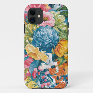 Pink Blue Green Yellow Orange Flower Art Pattern iPhone 11 Case