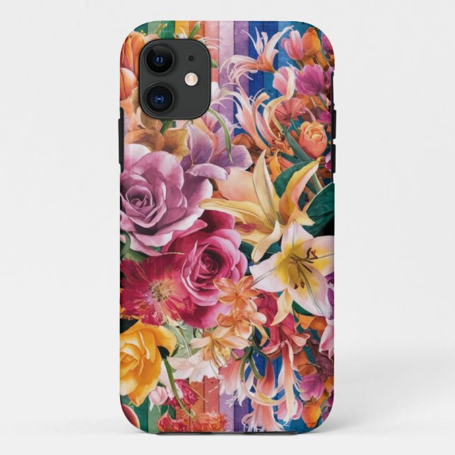 Pink Blue Green Yellow Orange Flower Art Pattern Case-Mate iPhone Case (Back)