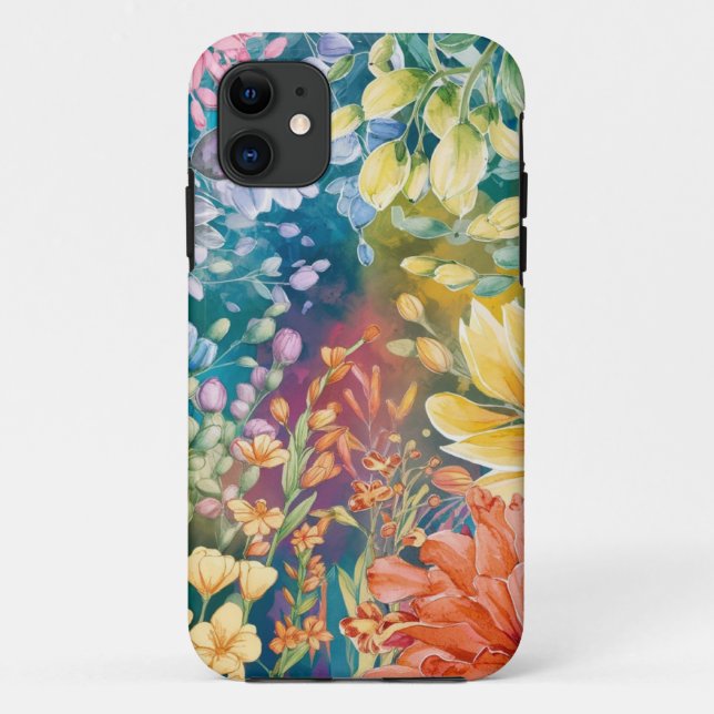 Pink Blue Green Yellow Orange Flower Art Pattern Case-Mate iPhone Case (Back)