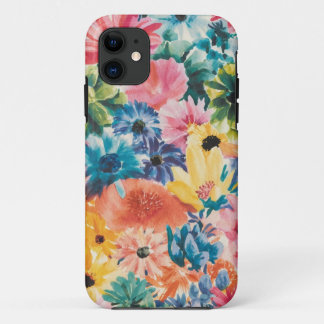 Pink Blue Green Yellow Orange Flower Art Pattern iPhone 11 Case