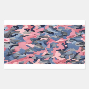 pink blue grey camouflage rectangular sticker