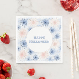 Pink Blue Halloween Spider Webs Napkin