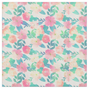 Pink Blue Hand Paint Floral Girly Design Fabric