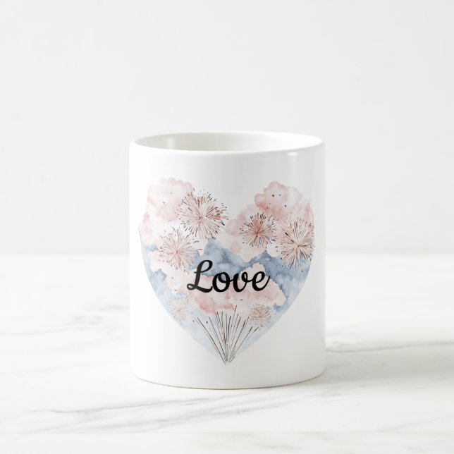 Pink Blue Heart Coffee Mug (Center)