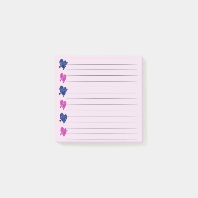 Pink & Blue Heart Post -it Notes (Front)