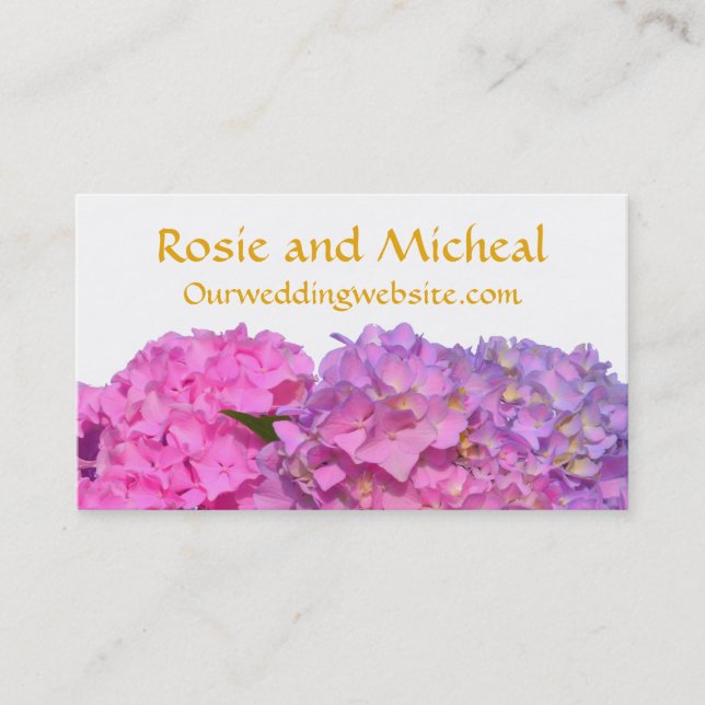 Pink Blue Hydrangeas elegant pink purple flowers Business Card (Front)