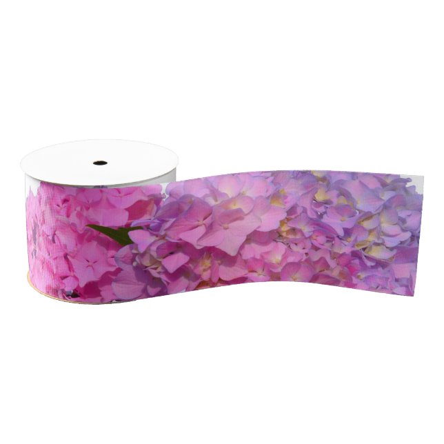 Pink Blue Hydrangeas elegant pink purple flowers Grosgrain Ribbon (Spool)