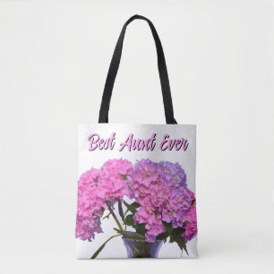 Pink Blue Hydrangeas pink purple flowers best Aunt Tote Bag