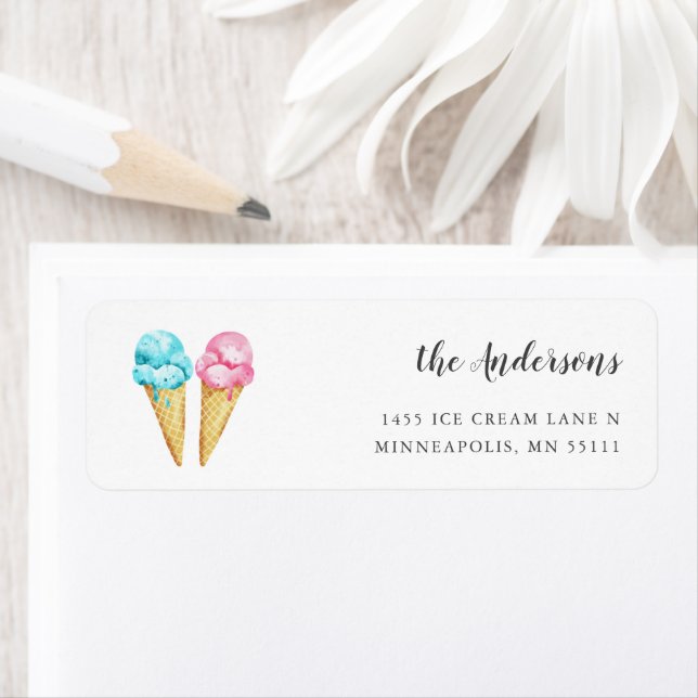 Pink Blue Ice Cream Return Address Label (Insitu)