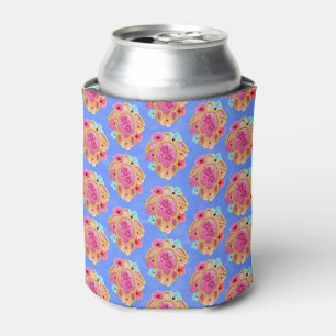 Pink Blue Island Tropical Sea Turtles Floral Can Cooler