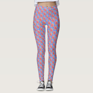Pink Blue Island Tropical Sea Turtles Floral Leggings