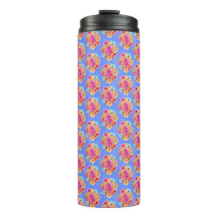 Pink Blue Island Tropical Sea Turtles Floral Thermal Tumbler