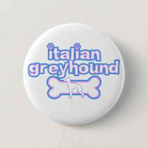 Pink & Blue Italian Greyhound Button