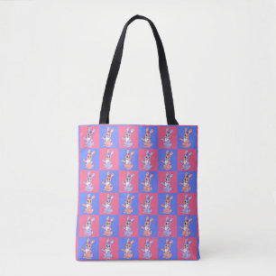Pink Blue Kawaii Cute Chequered Bunny Rabbit Tote Bag