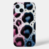 Pink & Blue Leopard Fur Animal Print Spots