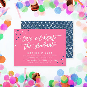 Pink Blue Let's Celebrate the Graduate Grad Party Invitation