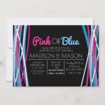 PINK & BLUE LINES Gender Reveal Invite Invitation