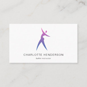 Pink Blue Logo Silhouette Dance School Academy Business Card