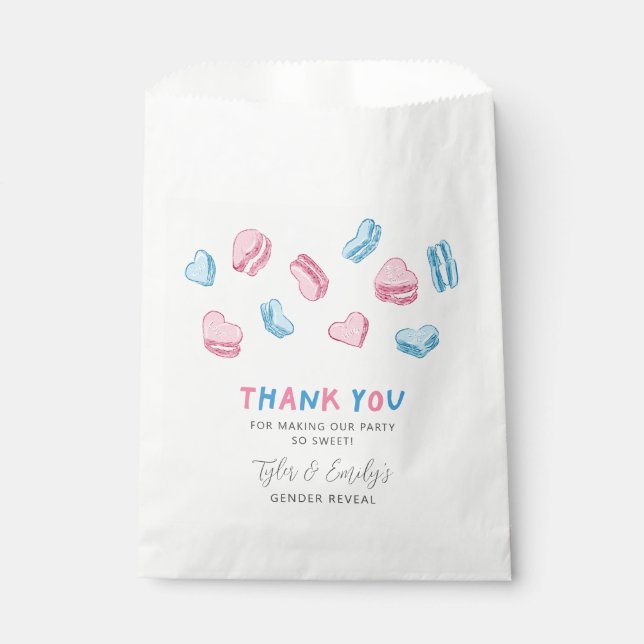 Pink Blue Macarons Gender Reveal Party Favour Bags (Front)