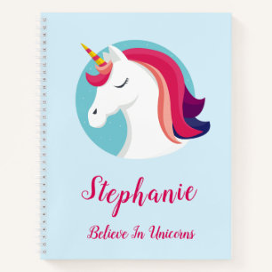 Pink & Blue Magical Unicorn – Personalised Notebook