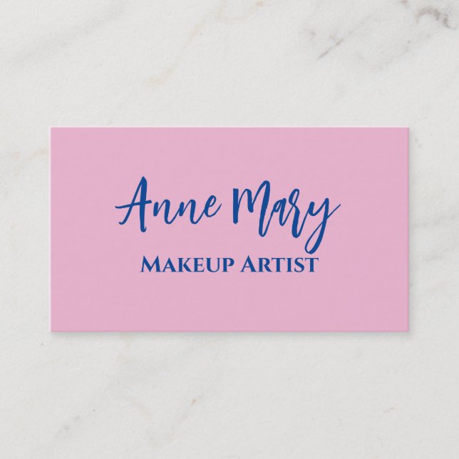 Pink Blue Makeup Artist Beauty Hair Salon Custom Business Card (Front)