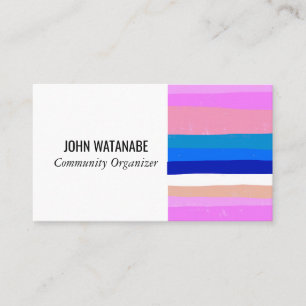 Pink Blue Minimalist Stripes Handmade Business Card