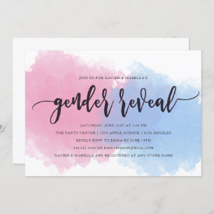 Pink & Blue Mist Gender Reveal Invitation