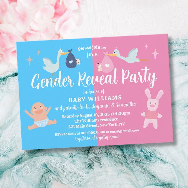 Pink Blue Modern Gender Reveal Party Invitation (Pink Blue Modern Gender Reveal Party Invitation
)