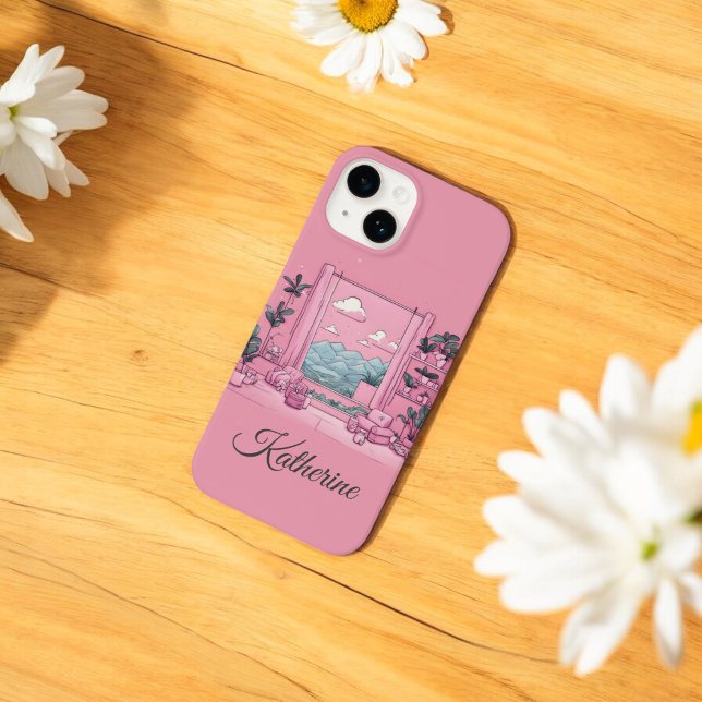 Pink Blue Mountain View Boss Lady Girlfriend Gift Case-Mate iPhone Case (Creator Uploaded)