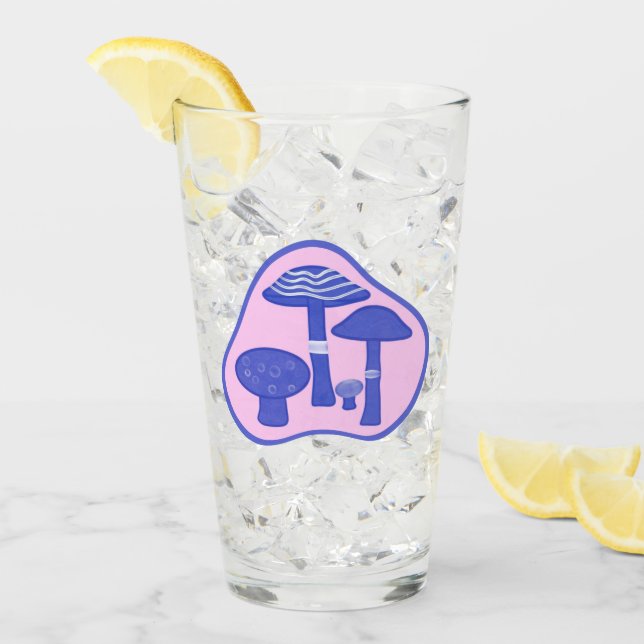 'Pink&Blue Mushroom' Pint Glass (Front Ice)