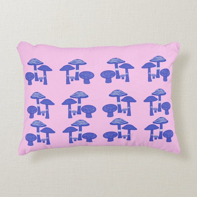 Pink&Blue Mushrooms Decorative Cushion (Front)