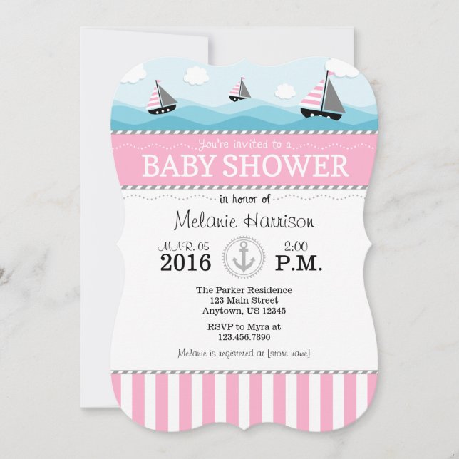 Pink Blue Nautical Baby Shower Invitation (Front)