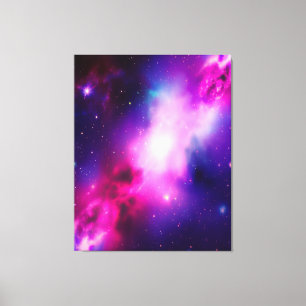 Pink Blue Nebula Galaxy Art Stretched Canvas 