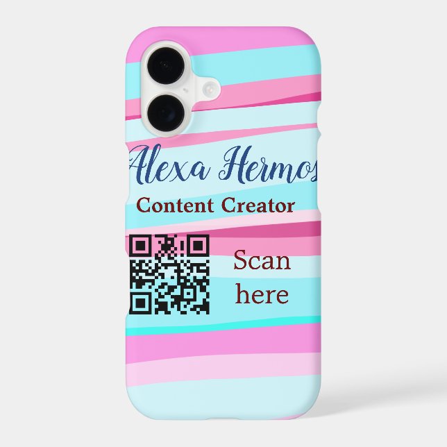 Pink blue ombre add name profession q r code title (Back)