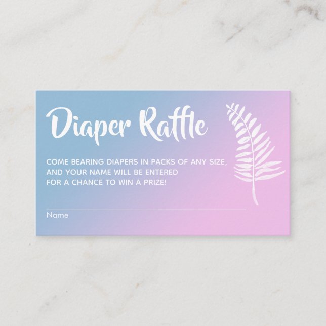 Pink & Blue Ombre Baby Shower Diaper Raffle Cards (Front)